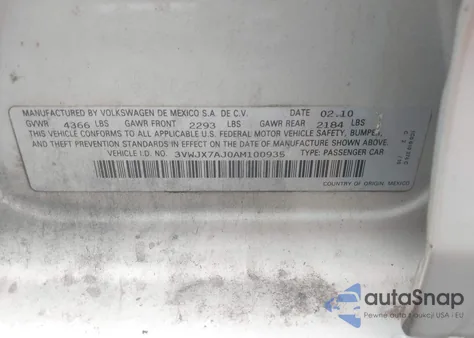 2010 Volkswagen Jetta S from USA, damaged, VIN 3VWJX7AJ0AM100935